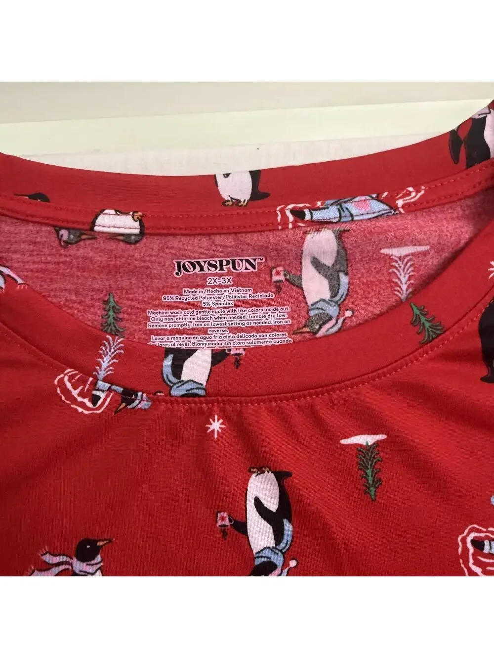 JoySpun Red Penguin Print Classic Nightgown Size 2X